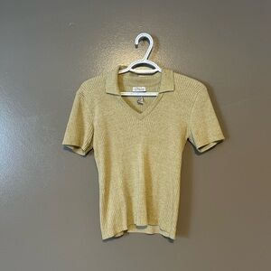 Vintage Yellow Ribbed Short Sleeve Top